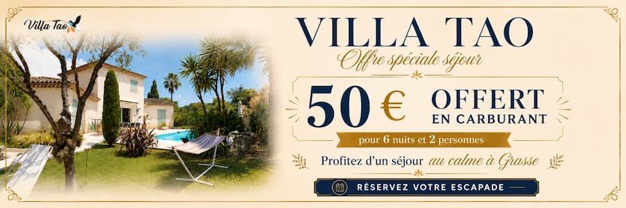 Offre spéciale Villa Tao à Grasse - 50 euros offerts en carburant